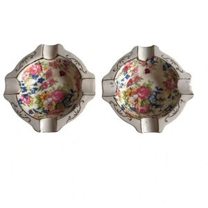 Hand-Painted Vintage Floral Porcelain Jewelry Dish, Made in Japan